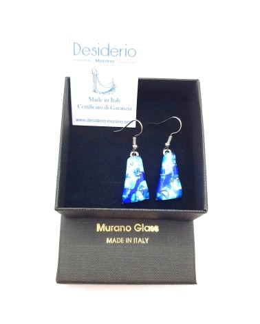 Boucles d'oreilles trapèze en verre de Murano made in Italy bijoux
