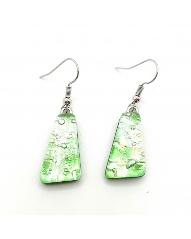 Boucles d'oreilles trapèze en verre de Murano mauve bijoux fantaisies artisans italiens