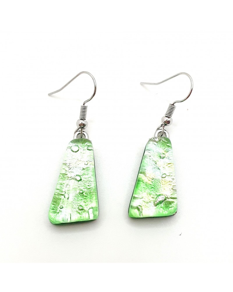Boucles d'oreilles trapèze en verre de Murano mauve bijoux fantaisies artisans italiens