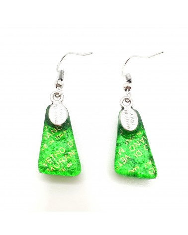 Boucles d'oreilles trapèze en verre de Murano mauve bijoux fantaisies artisans italiens