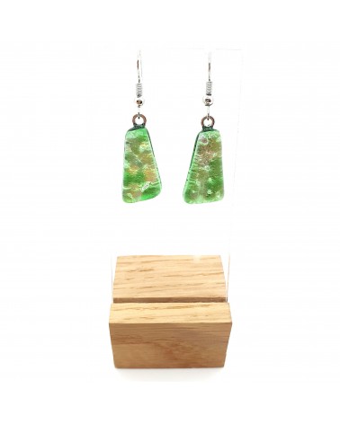 Boucles d'oreilles trapèze en verre de Murano mauve bijoux fantaisies artisans italiens
