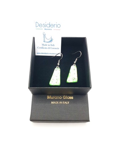 Boucles d'oreilles trapèze en verre de Murano mauve bijoux fantaisies artisans italiens