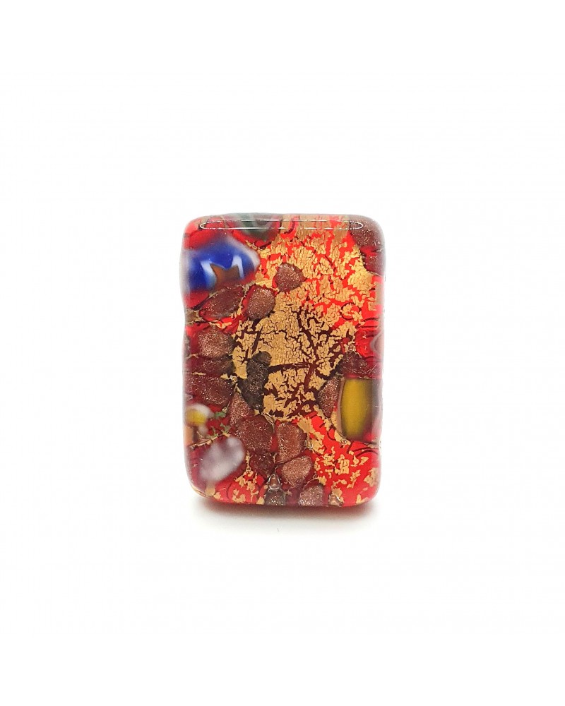 Grande bague rectangle en verre de Murano et murrine bijoux fantaisies artisans italiens