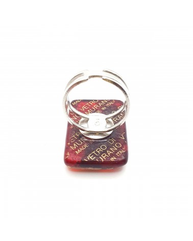 Grande bague rectangle en verre de Murano et murrine bijoux fantaisies artisans italiens