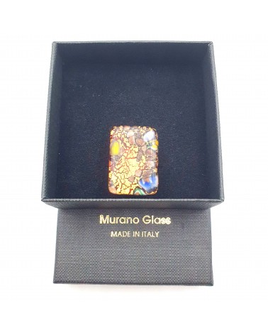 Grande bague rectangle en verre de Murano et murrine bijoux fantaisies artisans italiens