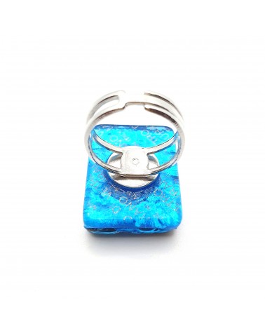 Grande bague rectangle en verre de Murano et murrine bijoux fantaisies artisans italiens