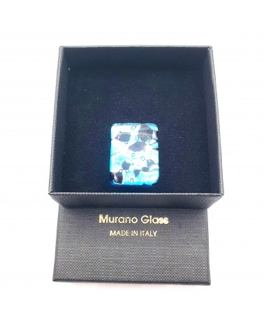 Grande bague rectangle en verre de Murano et murrine bijoux fantaisies artisans italiens
