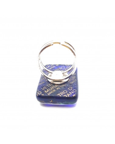 Grande bague rectangle en verre de Murano et murrine bijoux fantaisies artisans italiens