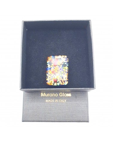 Grande bague rectangle en verre de Murano et murrine bijoux fantaisies artisans italiens