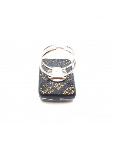 Grande bague rectangle en verre de Murano et murrine bijoux fantaisies artisans italiens