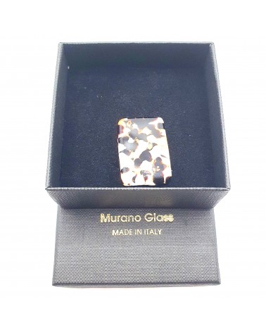 Grande bague rectangle en verre de Murano et murrine bijoux fantaisies artisans italiens