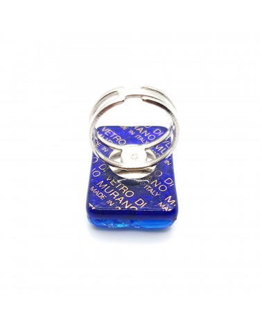 Grande bague rectangle en verre de Murano et murrine bijoux fantaisies artisans italiens
