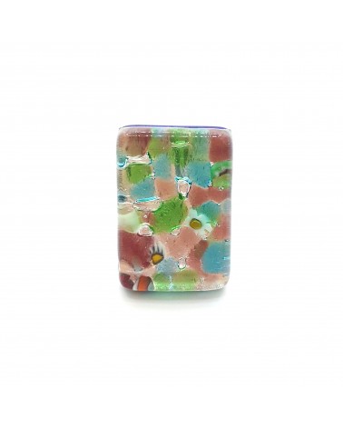 Grande bague rectangle en verre de Murano et murrine bijoux fantaisies artisans italiens