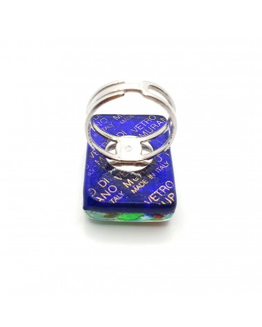 Grande bague rectangle en verre de Murano et murrine bijoux fantaisies artisans italiens