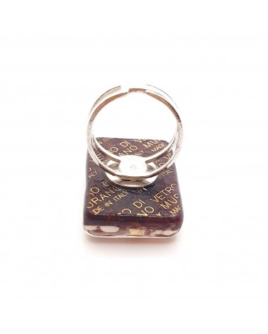 Grande bague rectangle en verre de Murano et murrine bijoux fantaisies artisans italiens