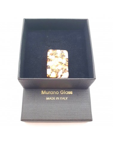 Grande bague rectangle en verre de Murano et murrine bijoux fantaisies artisans italiens