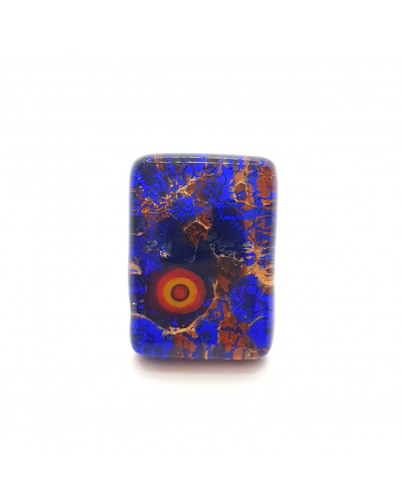 Grande bague rectangle en verre de Murano et murrine bijoux fantaisies artisans italiens