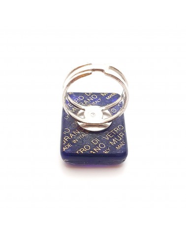 Grande bague rectangle en verre de Murano et murrine bijoux fantaisies artisans italiens