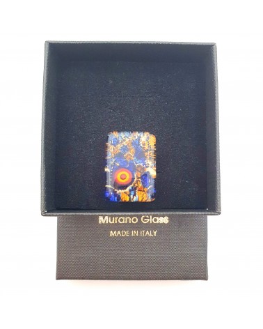 Grande bague rectangle en verre de Murano et murrine bijoux fantaisies artisans italiens