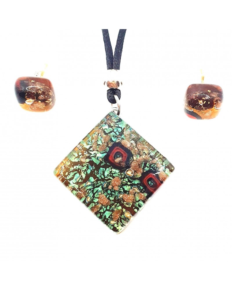 Parure carré en verre de Murano bijoux fantaisies made in Italie