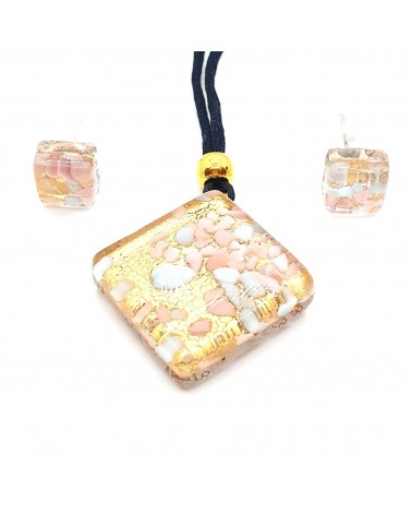 Parure carré en verre de Murano bijoux fantaisies made in Italie