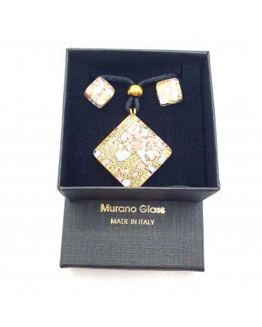 Parure carré en verre de Murano bijoux fantaisies made in Italie