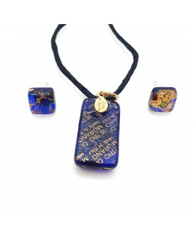 Petite parure rectangle en verre de Murano multicolore fait à la main