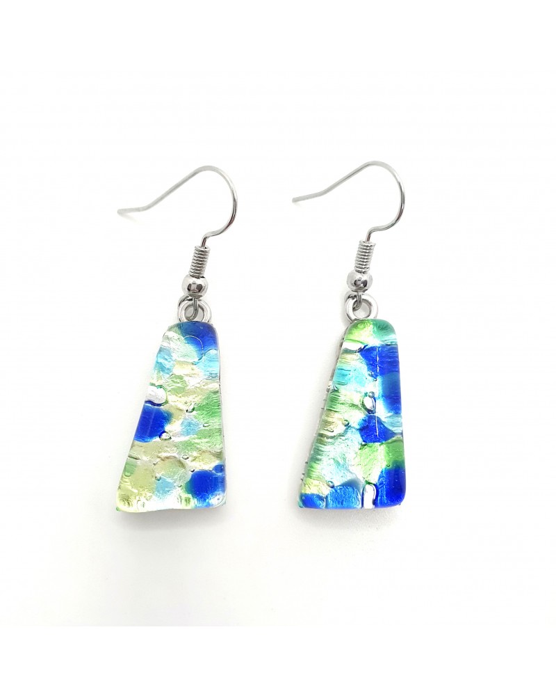 Boucles d'oreilles trapèze en verre de Murano made in Italy bijoux