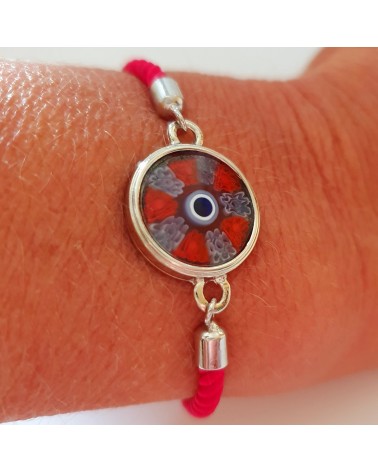 Bracelet cordon et murrina en verre de Murano bijoux fantaisies artisans italiens