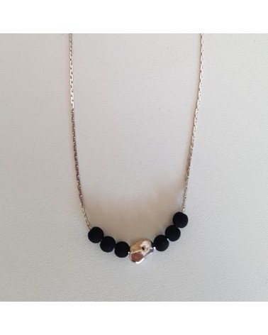 Collier Motif Galet Lave de Volcan  bijoux fantaisies