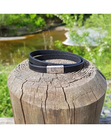 bracelet double en cuir noir bijoux fantaisies