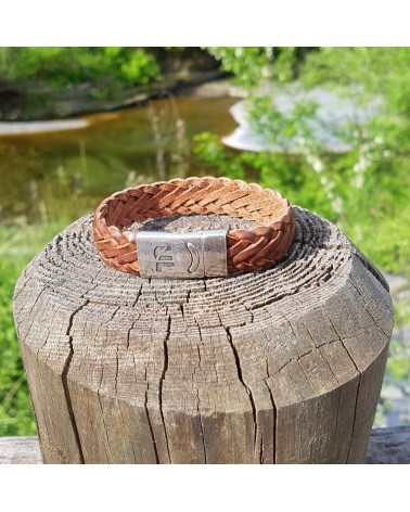bracelet en cuir tressé marron homme bijoux fantaisies