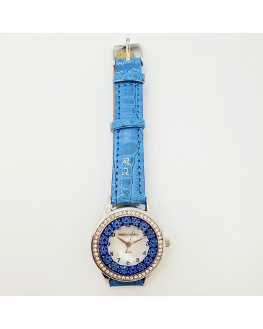 Montre cuir de Toscane Venissa avec murrine bijoux en verre de Murano fait à la main