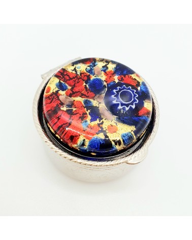 Boite à pilules ronde en verre de Murano multicolore objets fait à la main