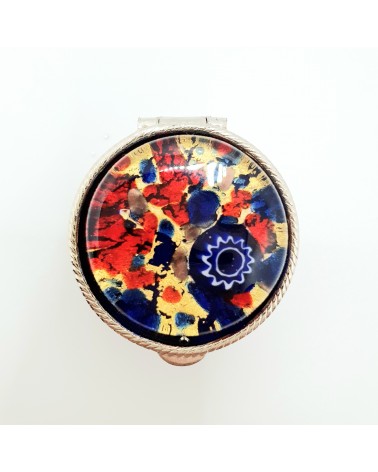 Boite à pilules ronde en verre de Murano multicolore objets fait à la main