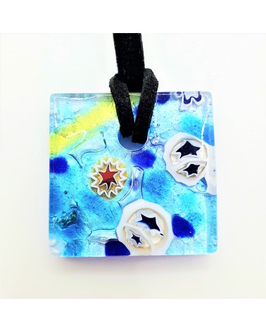 Pendentif carré en verre de Murano bijoux fantaisies artisans italiens