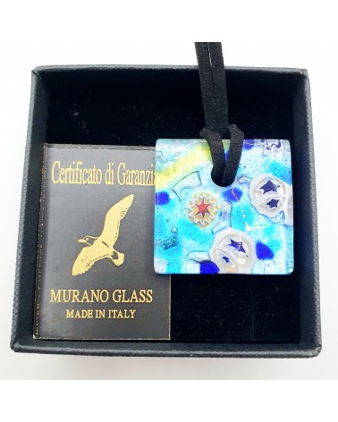 Pendentif carré en verre de Murano bijoux fantaisies artisans italiens