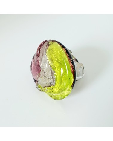 Bague ronde verre Murano collection vague bijoux fait à la main