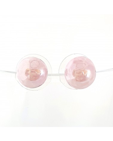 Boucles d'oreilles demi perle rose bijoux fantaisies artisans italiens
