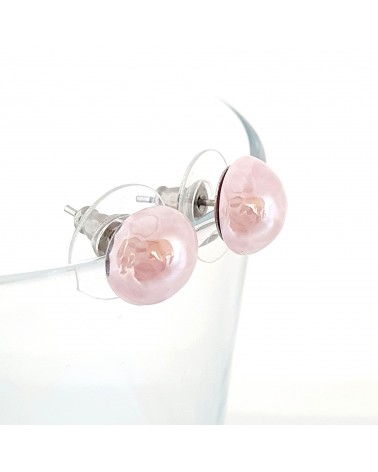Boucles d'oreilles demi perle rose bijoux fantaisies artisans italiens