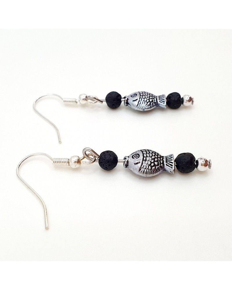 Boucles d'oreilles clip laiton, pierre blanche et noir facetté. - Bijoux Anciens Schaffner