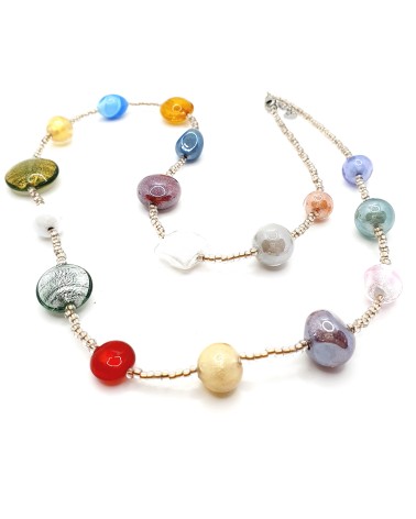 Long collier en verre de Murano bijoux fantaisies made in Italie
