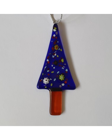 Décoration de Noël en verre de Murano sapin bleu marine objets