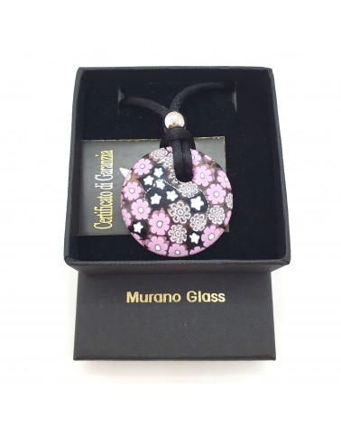 Pendentif rond en verre de Murano et murrina bijoux fantaisie créateurs italiens