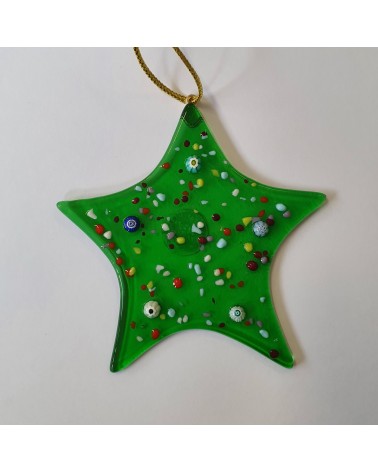 Décoration de Noël en verre de Murano étoile verte objets fait main