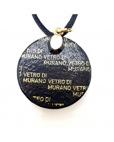 Pendentif rond plat verre de Murano marron bijoux