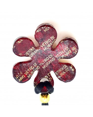 Pendentif fleur en verre de Murano or, rouge et noir bijoux fantaisies