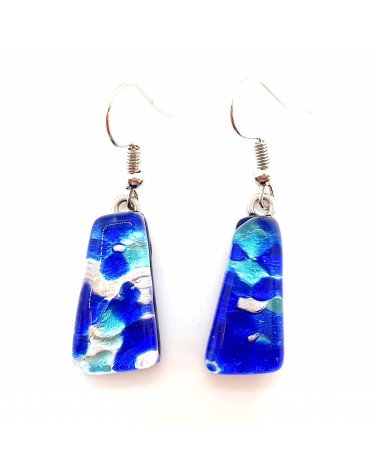 boucles d'oreilles trapèze verre Murano azur bijoux fantaisies