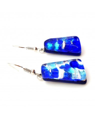 boucles d'oreilles trapèze verre Murano azur bijoux fantaisies