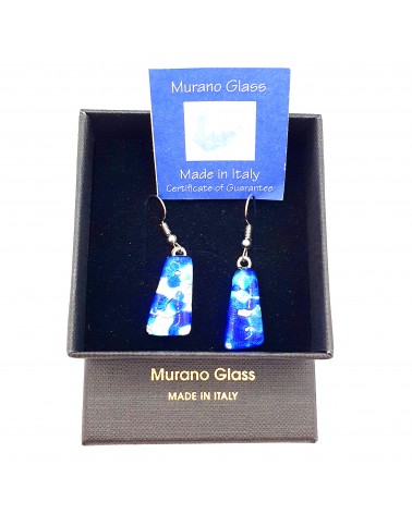 boucles d'oreilles trapèze verre Murano azur bijoux fantaisies